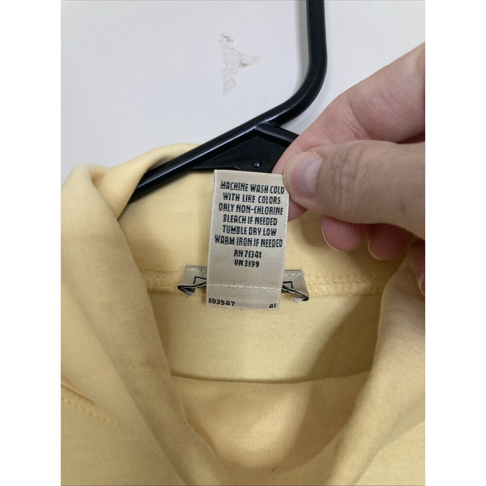 LL Bean Shirt Womens M Long Sleeve Supima Cotton Mock Neck Butter Yellow - Picture 7 of 10